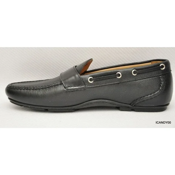 Salvatore Ferragamo Italy Pebbled Leather Moc Driving Loafer Slip-On Black 9 New